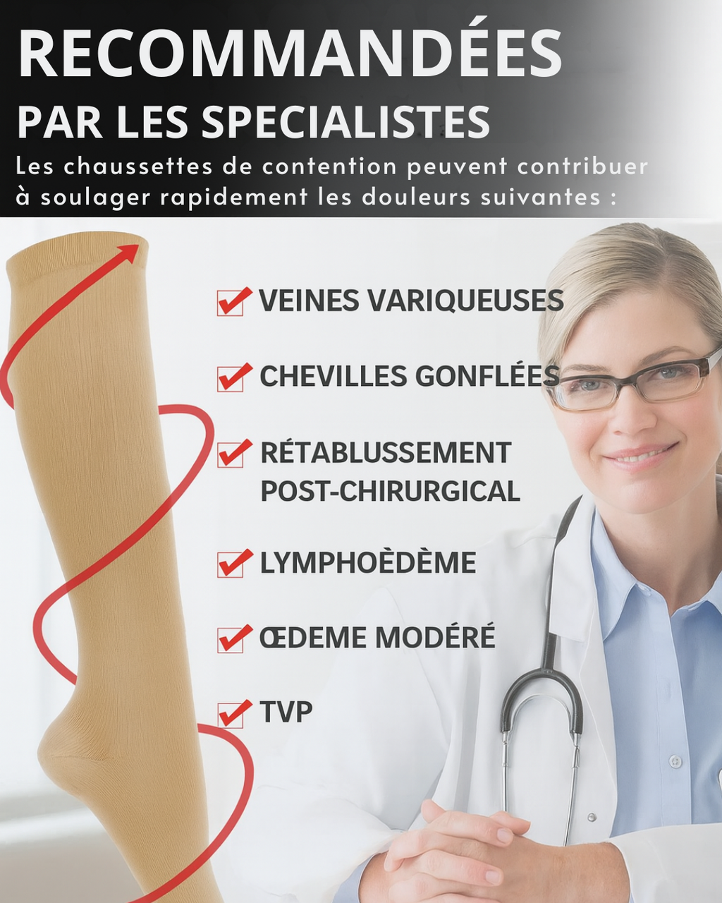 Chaussettes de compressions médicales - Essai 90 jours sans risque