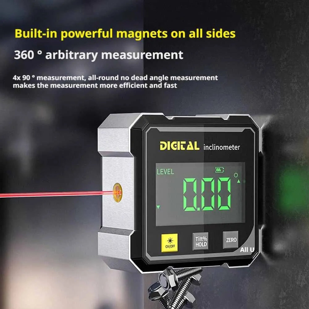 Rapporteur d’Angle Numérique Magnétique 4 Faces avec Laser