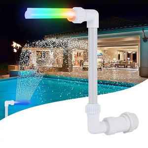 Fontaine Solaire à Double Jet avec Lumières pour Piscine