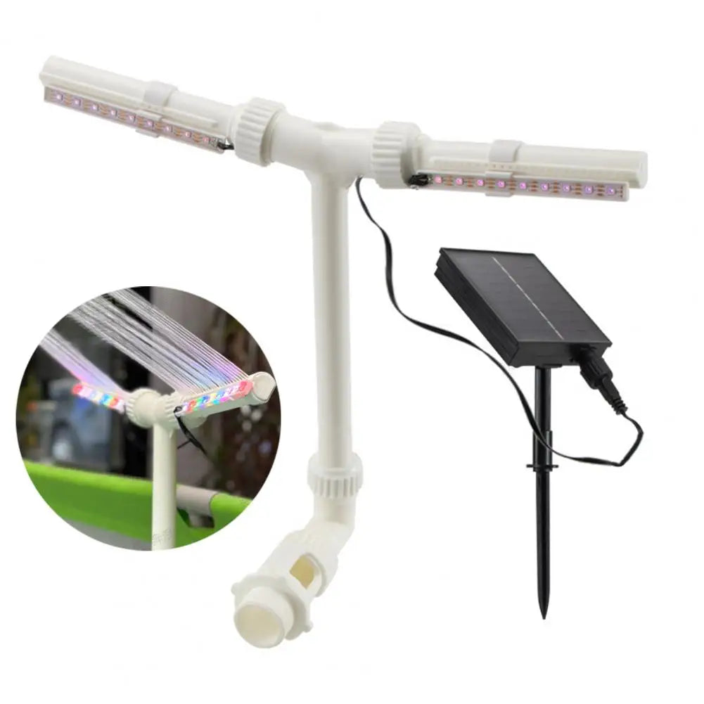 Fontaine Solaire à Double Jet avec Lumières pour Piscine